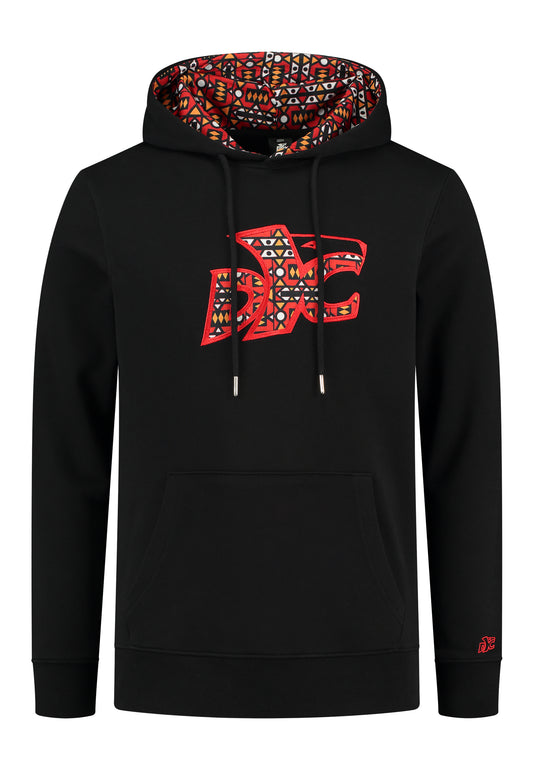 Hoodie wax motif black red