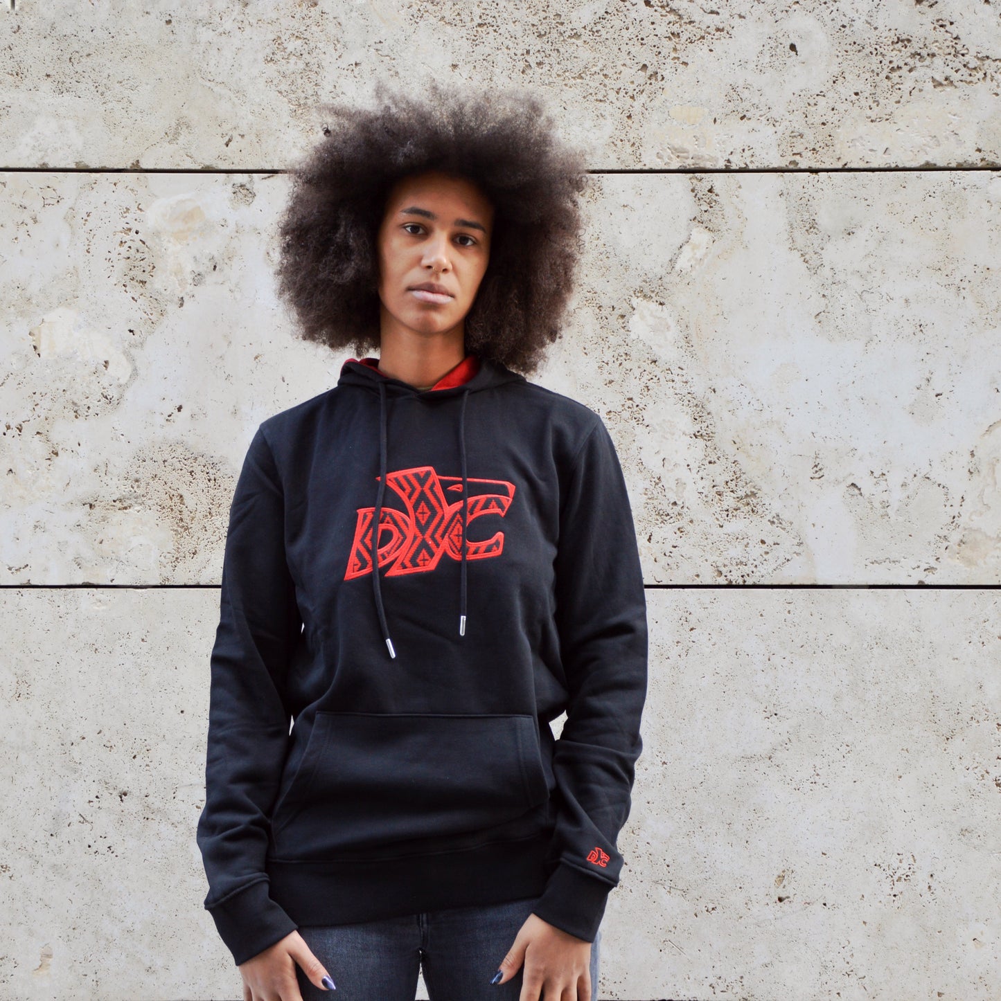 Hoodie rabbal black red