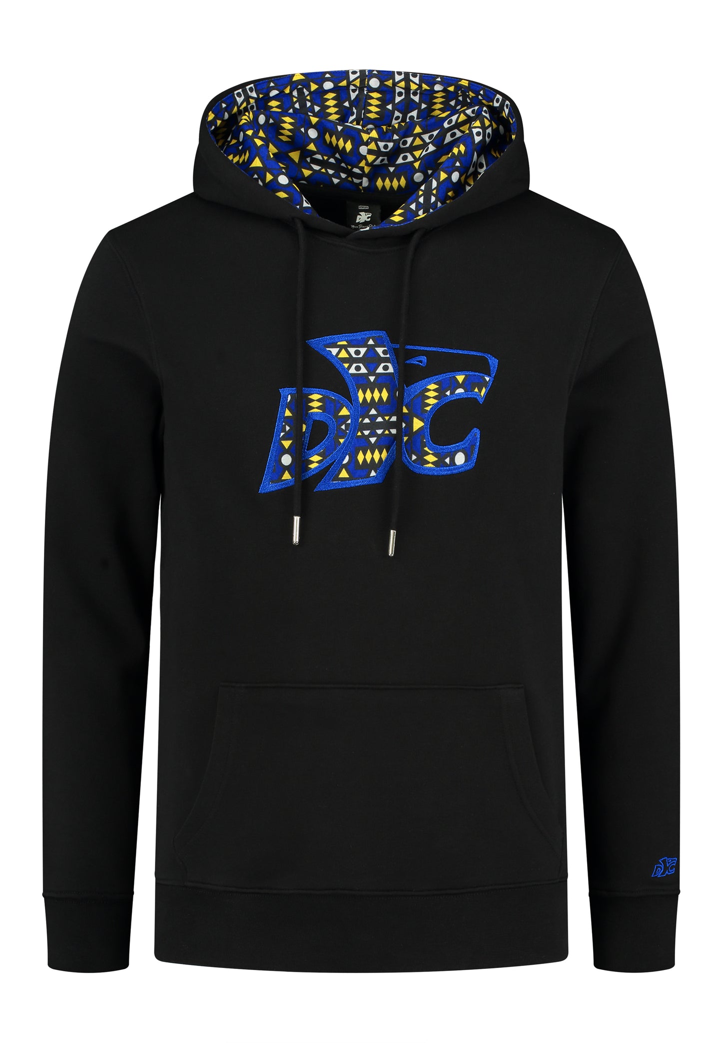 Hoodie wax motif black blue