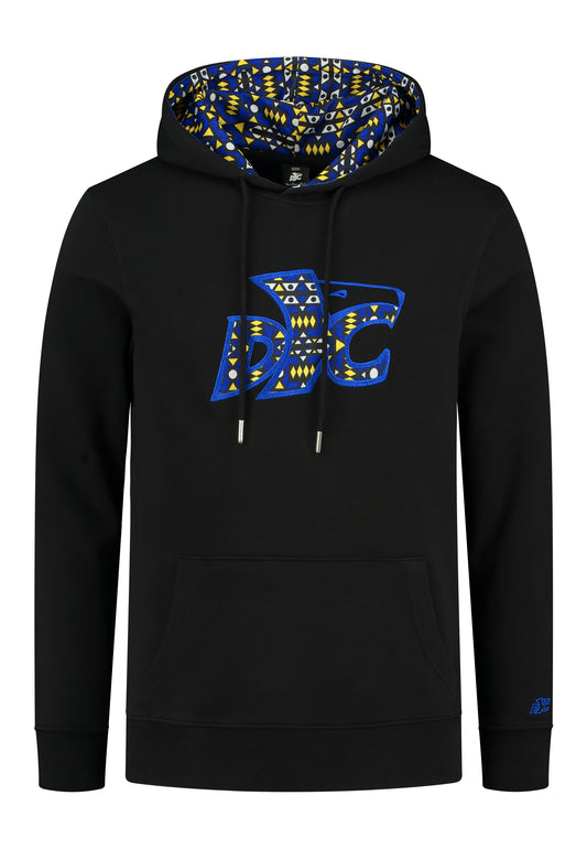 Hoodie wax motif black blue