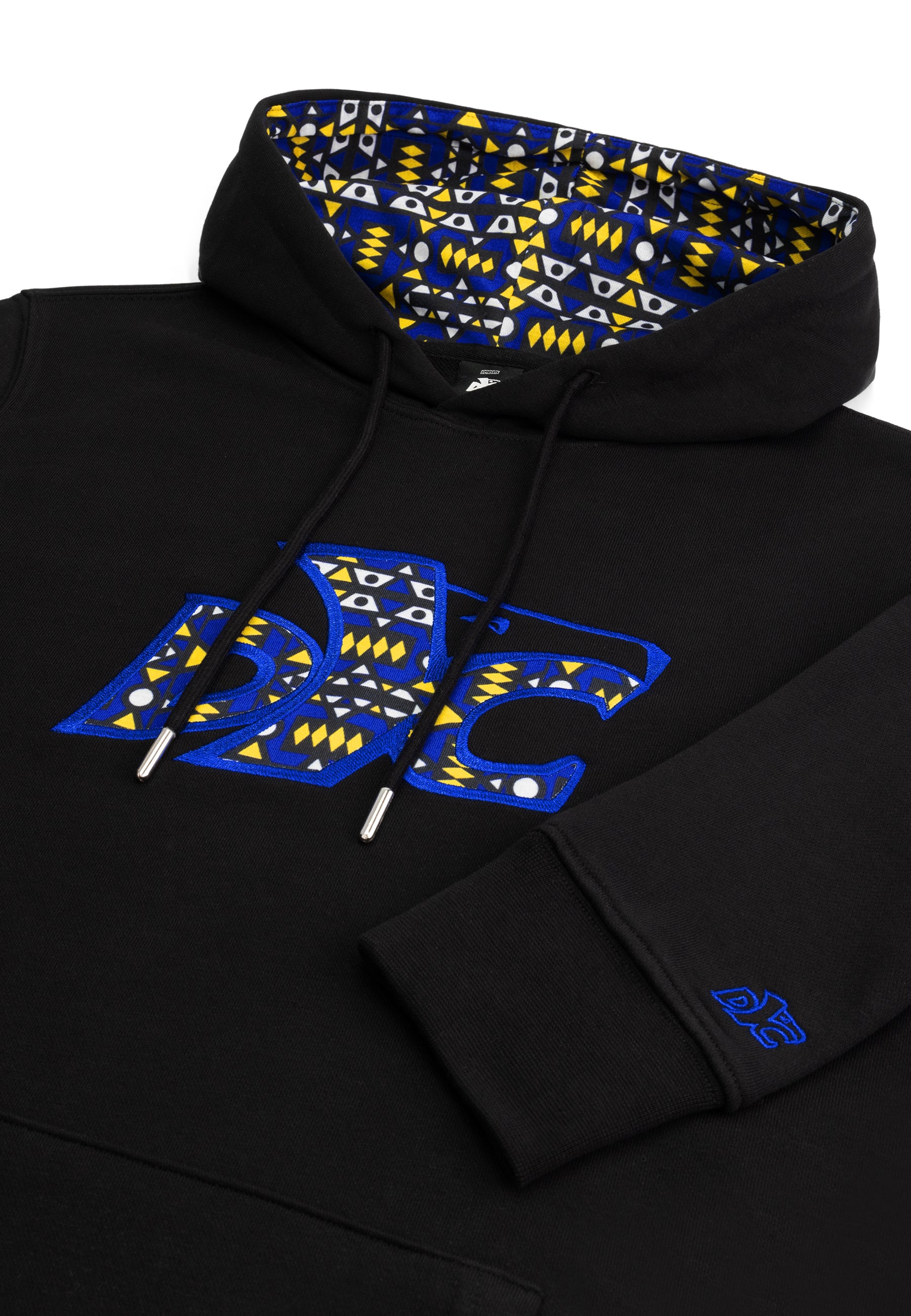 Hoodie wax motif black blue